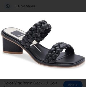 Dolce Vita Ronin Braided Double-Strap Black Slide Sandals With Triangle Heel
